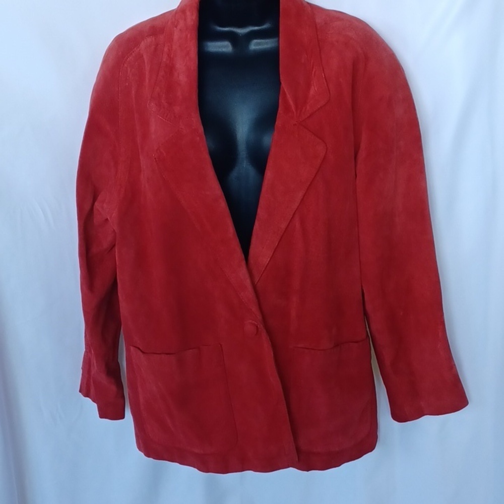 Toffs Vintage Red Genuine Suede Blazer Jacket Size Medium